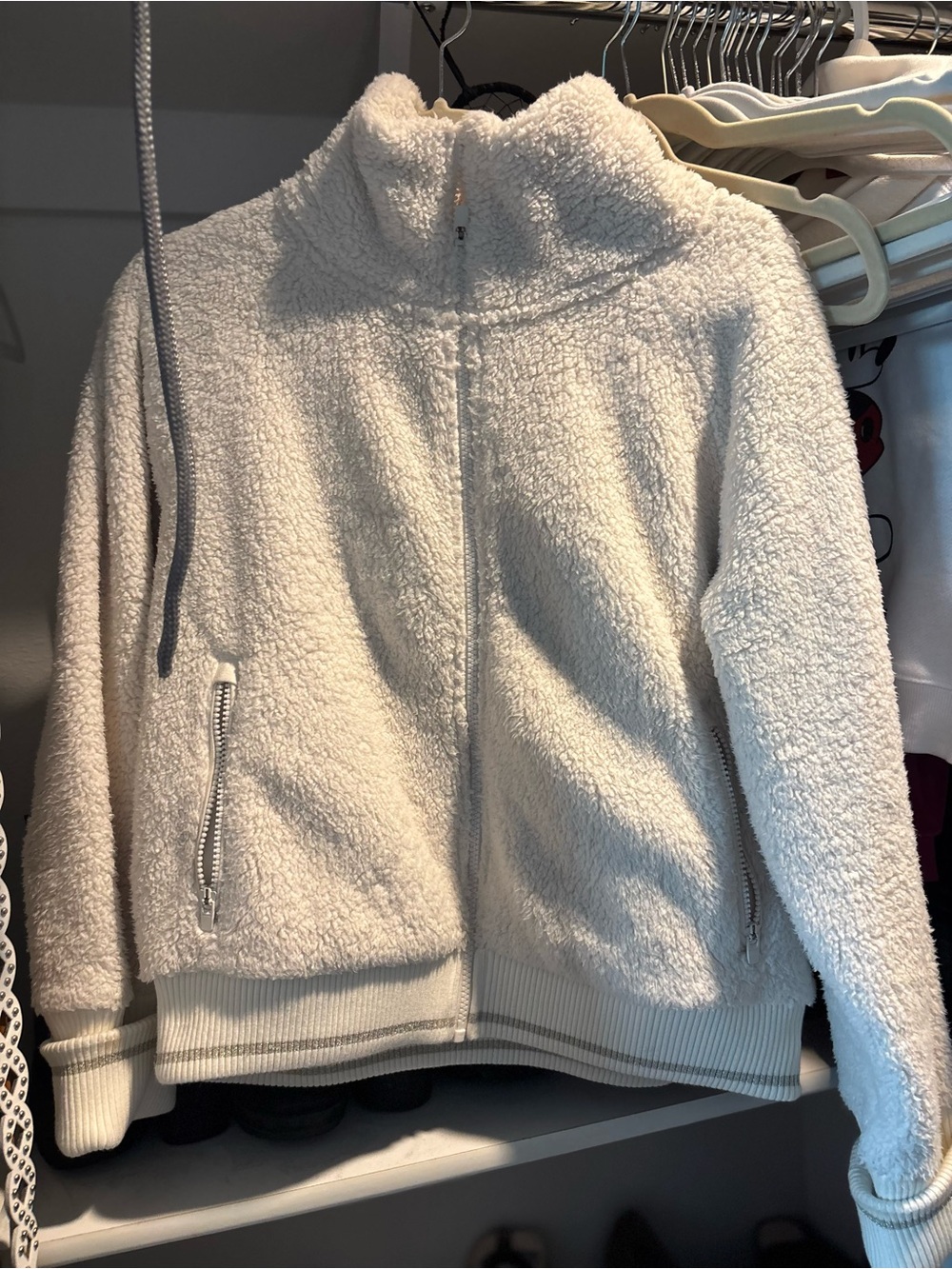 Athleta Cream Sherpa Zip Jacket